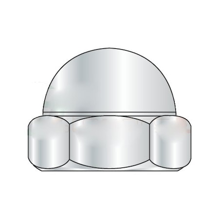 Low Crown Acorn Nut, 3/4-16, Steel, Nickel Plated, 1.12 In H, 100 PK